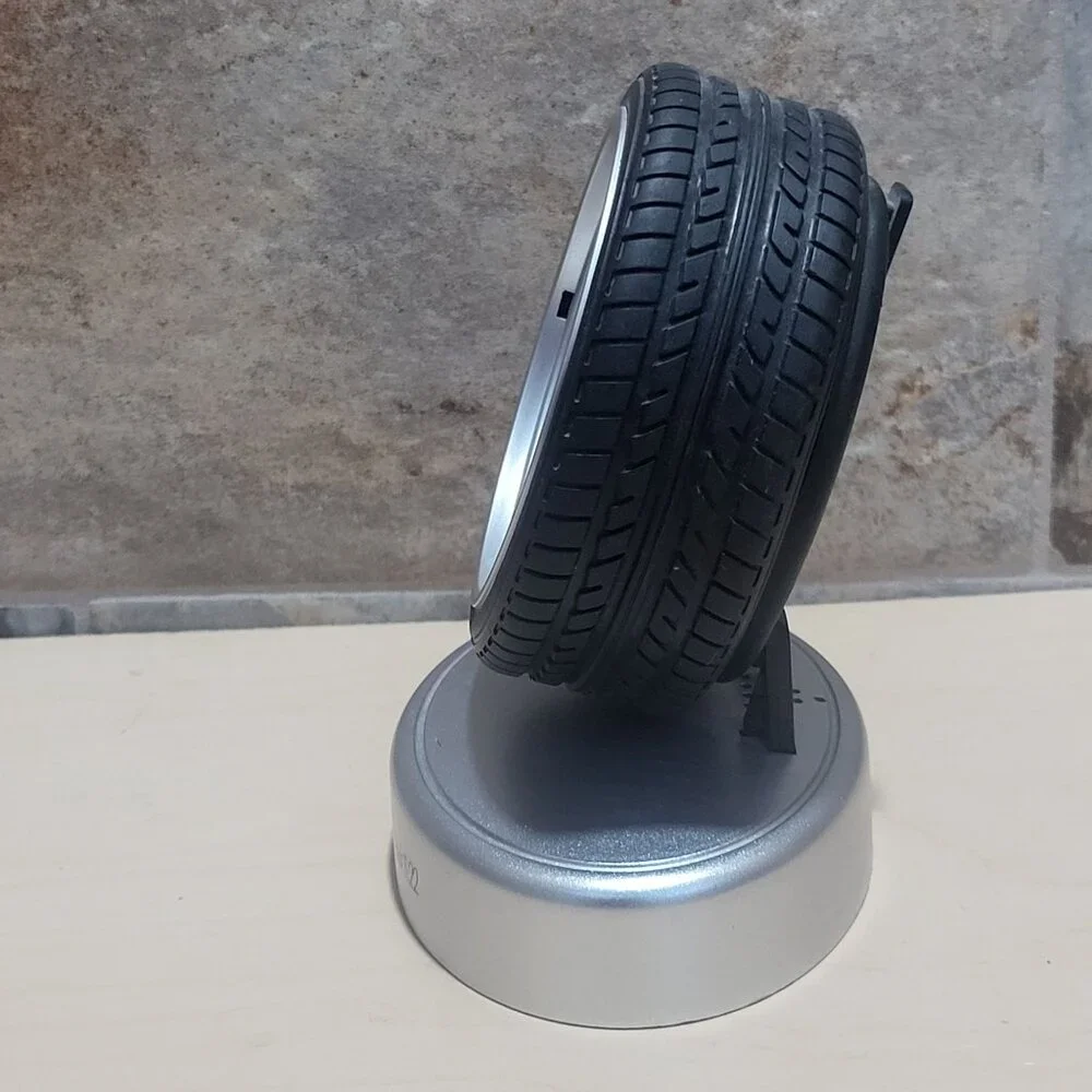 Tire Shaped Desk Alarm Clock Missing Bottom Battery Cover